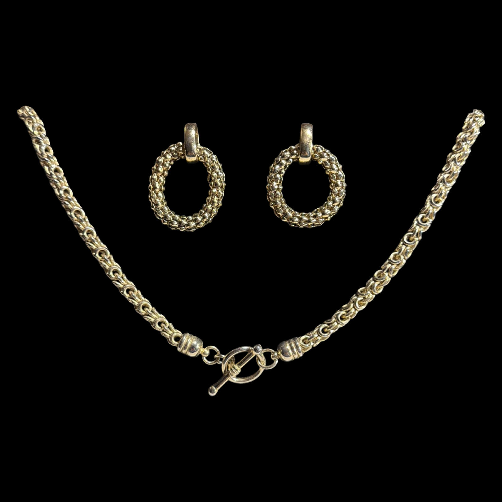 GOLD TONE WOVEN NECKLACE AND EARRINGS