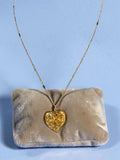 "HEART OS GOLD" GOLD TONE FOIL IN LIQUID INSIDE HEART PENDANT NECKLACE