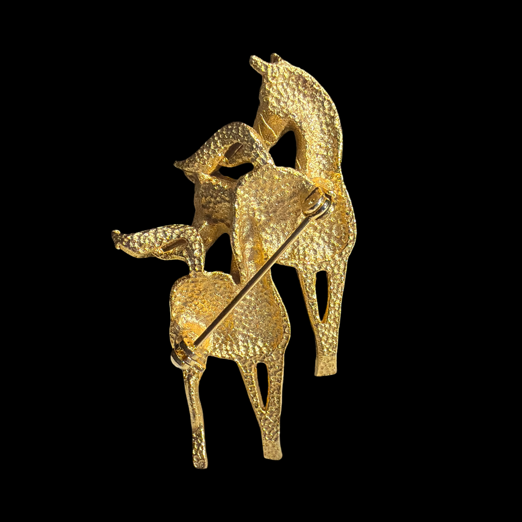 2 HORSES BROOCH