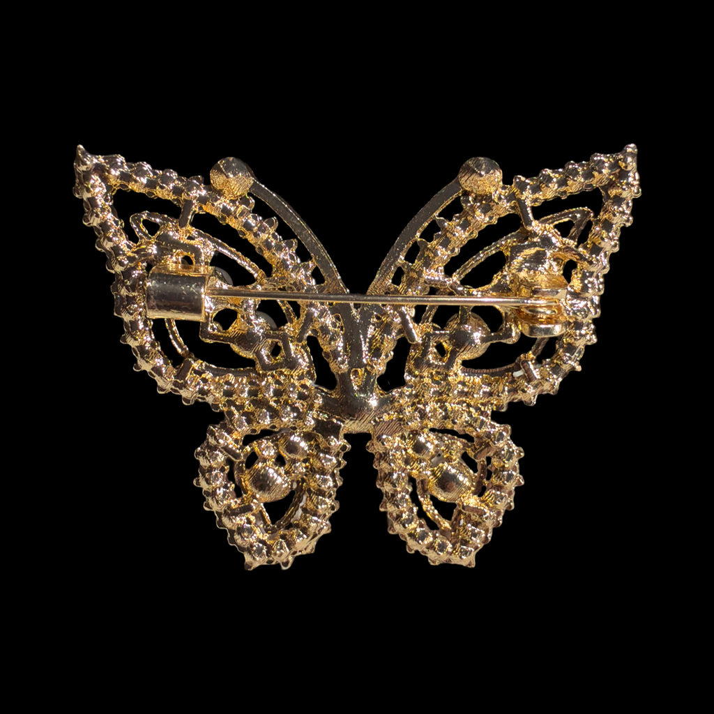 RED RHINESTONE BUTTERFLY BROOCH