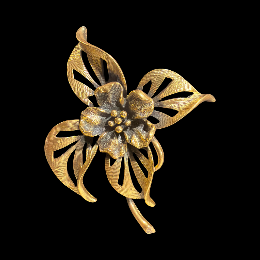 BRONZE FLORAL BROOCH