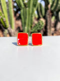 MONET RED EARRINGS WITH GOLD TRIM