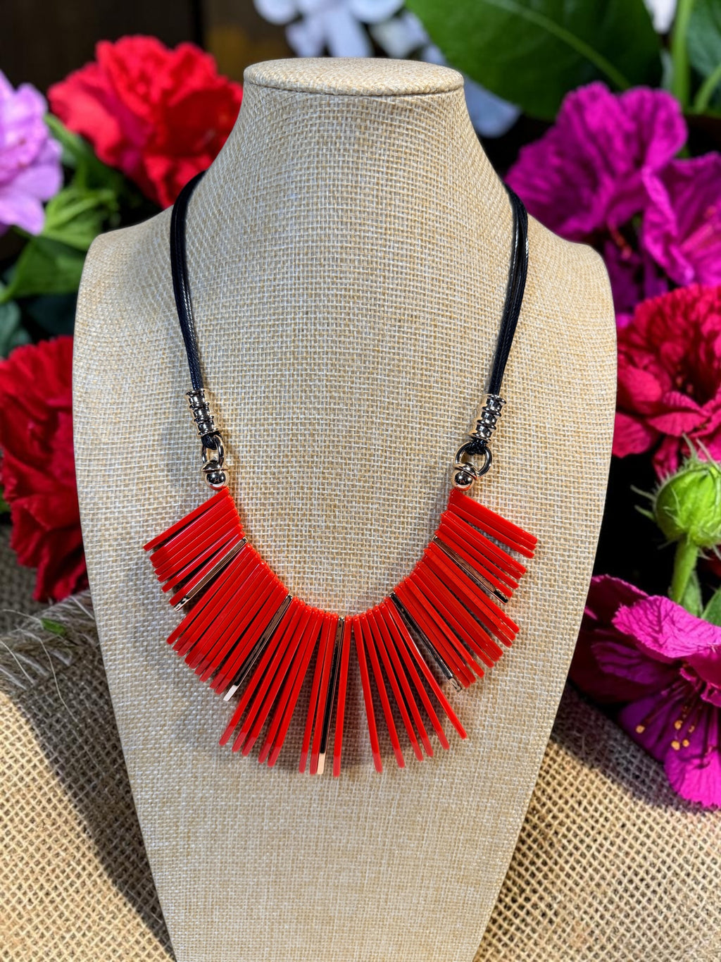 FUN RED CORDED NECKLACE