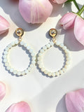 WHITE GLASS BEAD EARRINGS