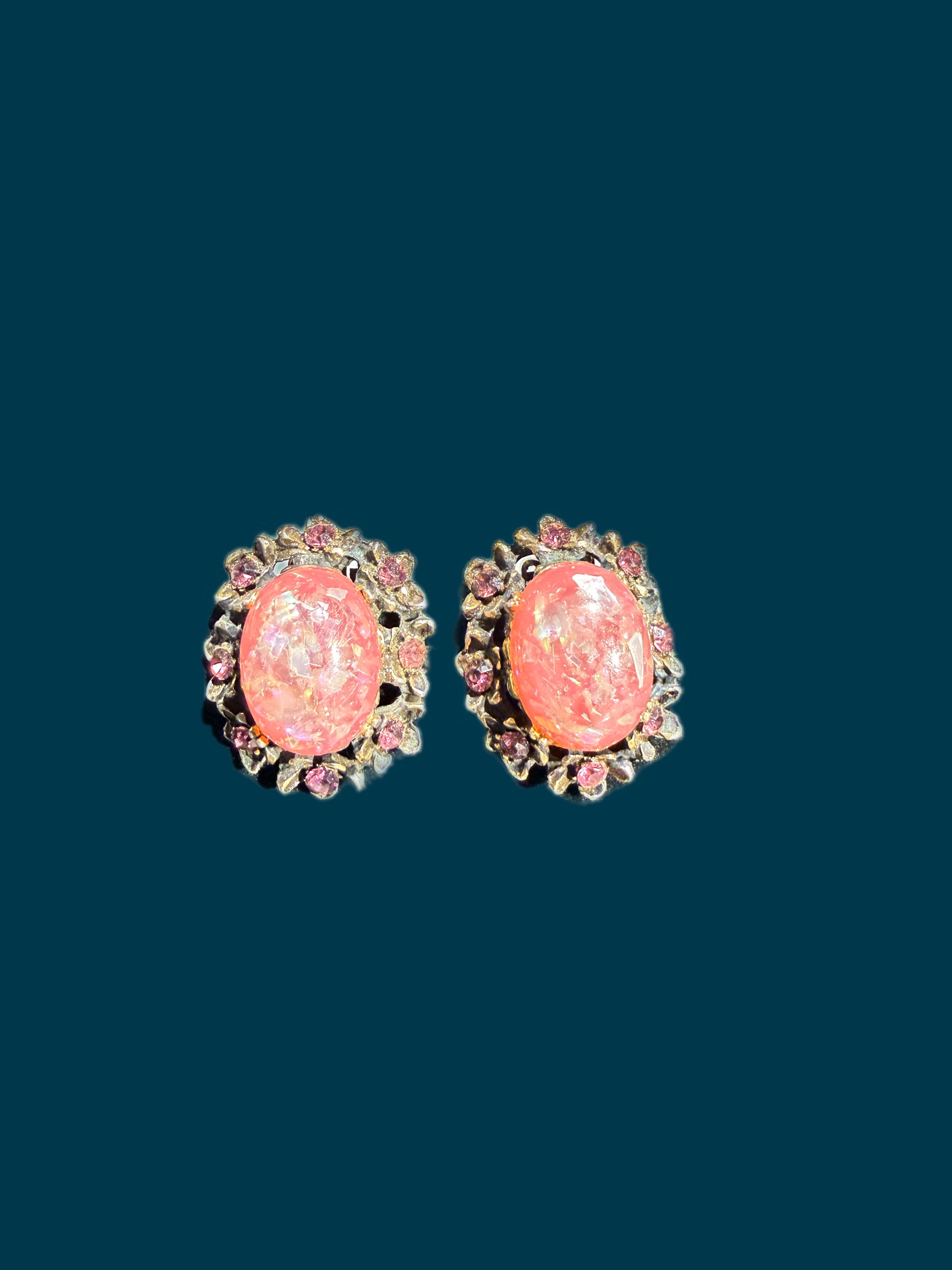 VINTAGE PINK SPARKLE EARRINGS