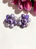 VINTAGE JAPAN MULTI TONE PURPLE CLUSTER EARRINGS