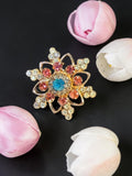 VERY NICE MULTI COLORED RHINESTONE  BROOCH OR PENDANT