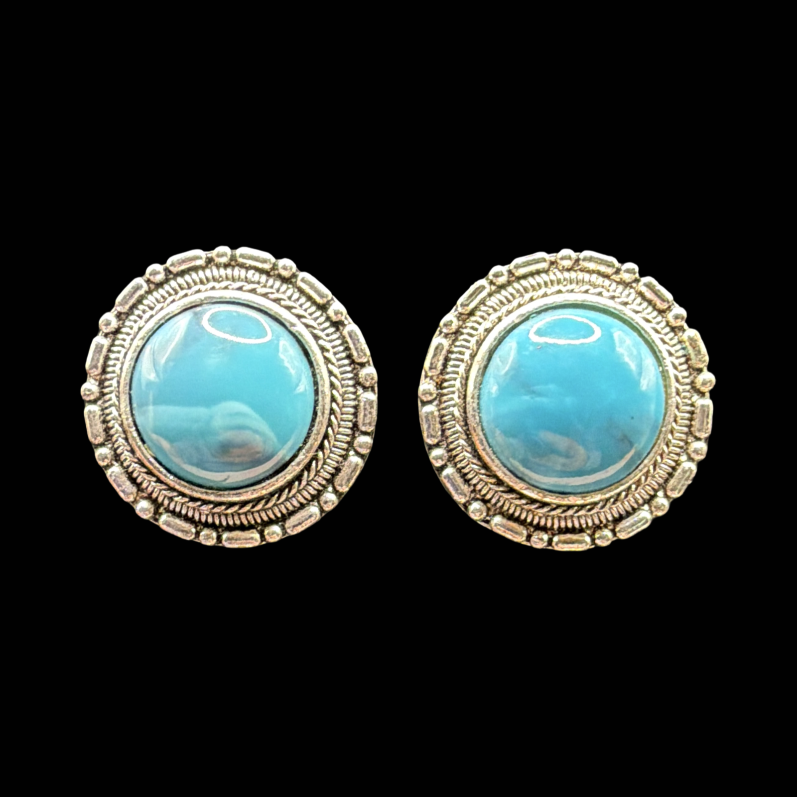 BLUE CABOCHON EARRINGS