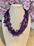PURPLE AND BLACK BEADED NECKLACE