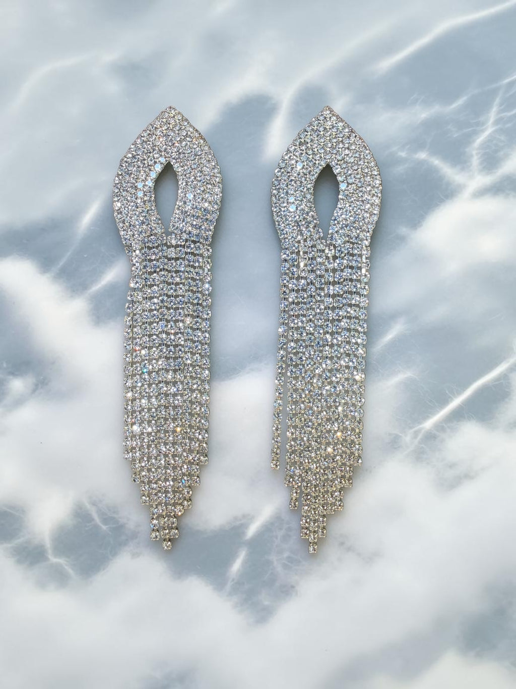 RHINESTONE CURTAIN EARRINGS