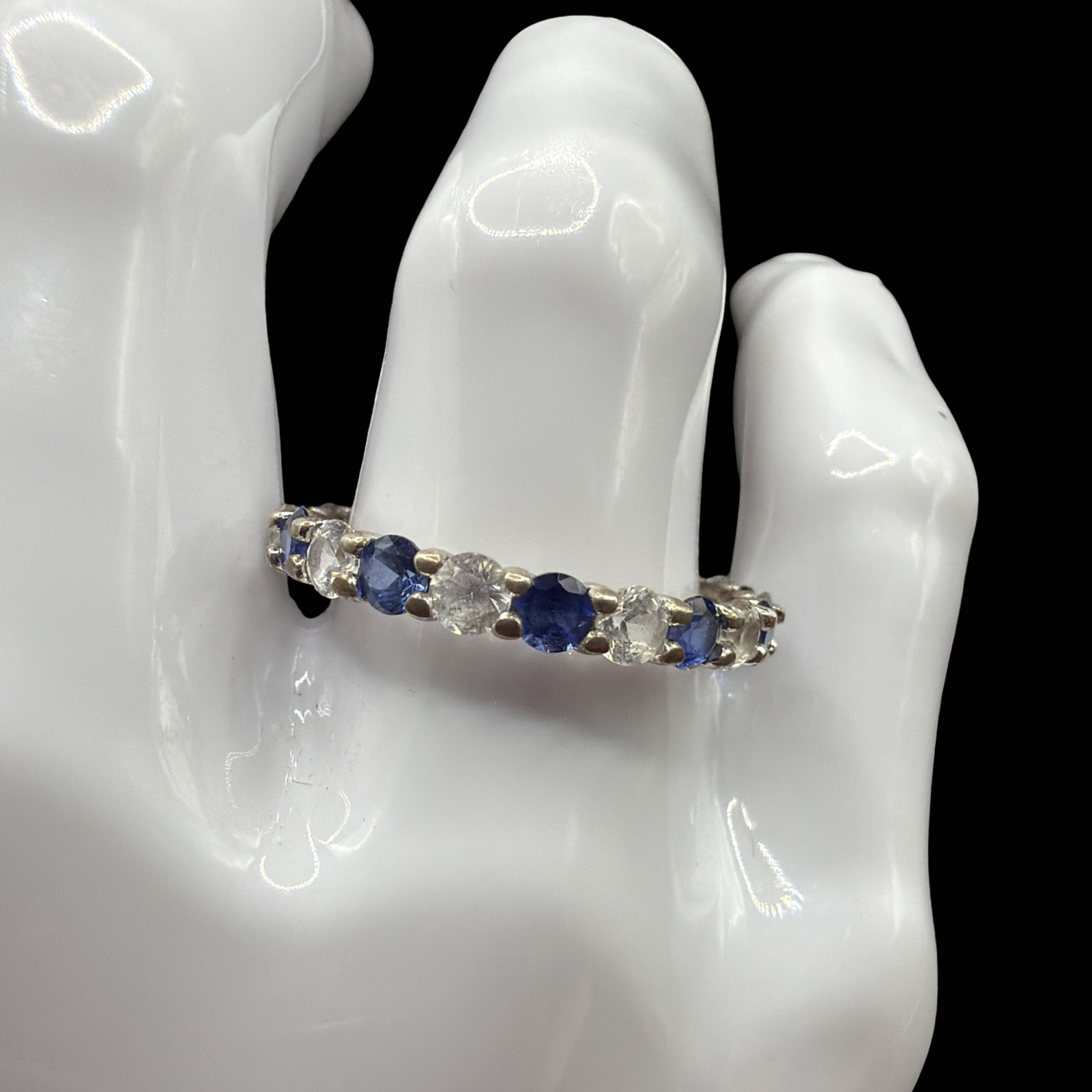 SUZY LEVIAN BLUE AND WHITE SAPPHIRE ETERNITY RING