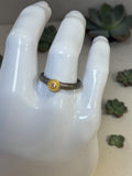 BRUSHED SILVER RING WITH RHINESTONE CENTER