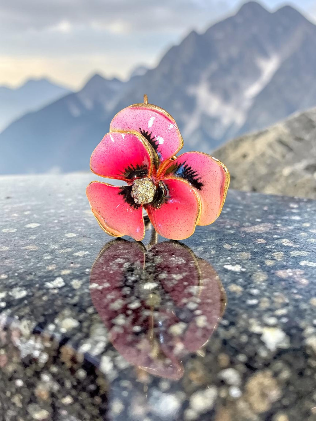 PINK DOGWOOD FLOWER BROOCH