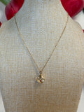 VINTAGE BRUSHED GOLD AND RED RHINESTONE NECKLACE