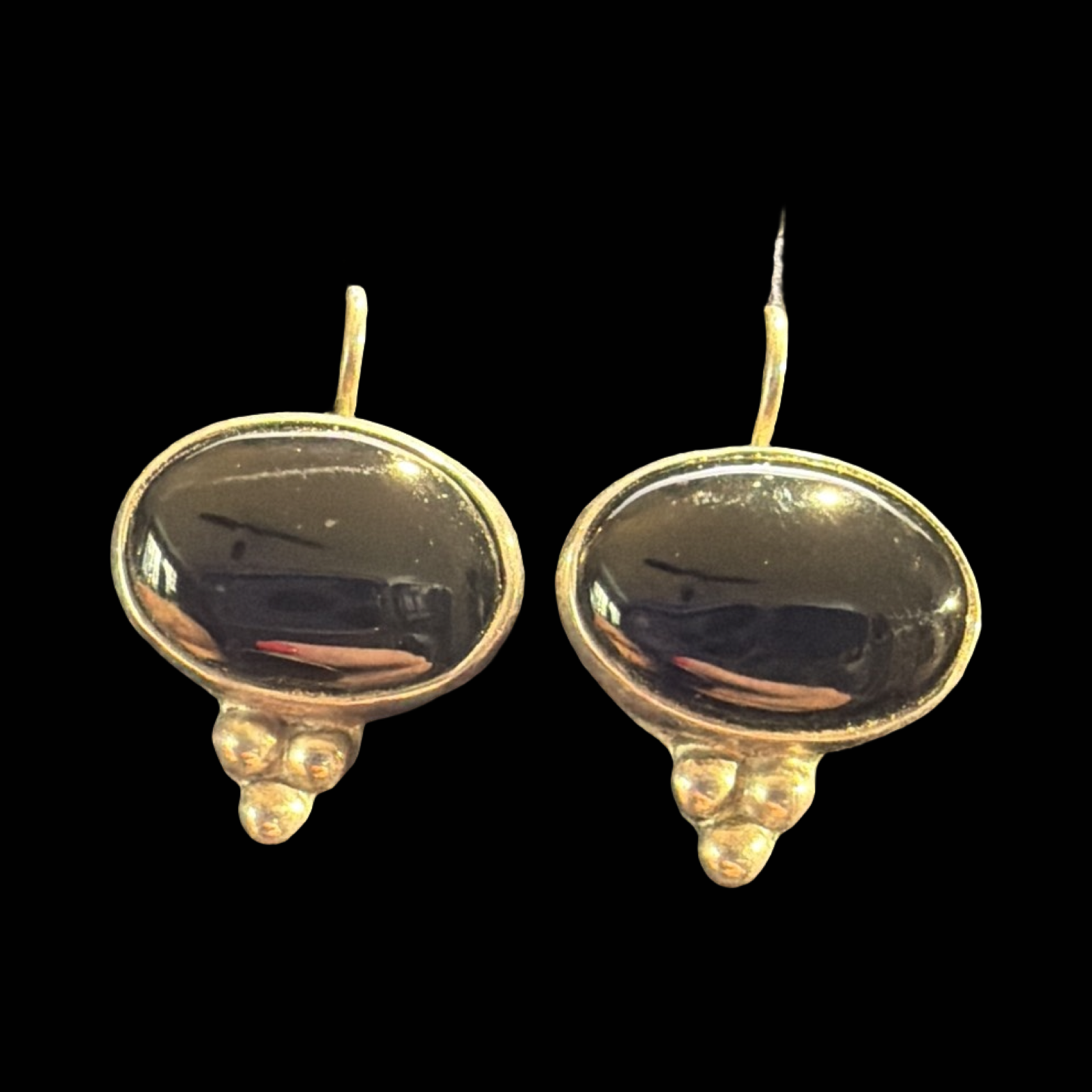 925 MARKED AND TESTED BLACK STONE EARRINGS