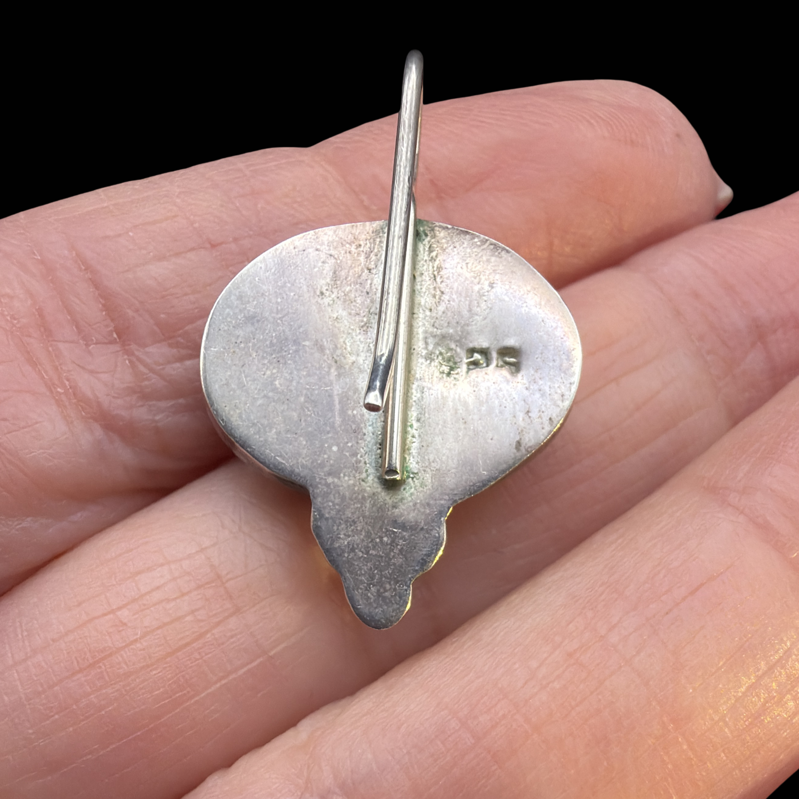 925 MARKED AND TESTED BLACK STONE EARRINGS