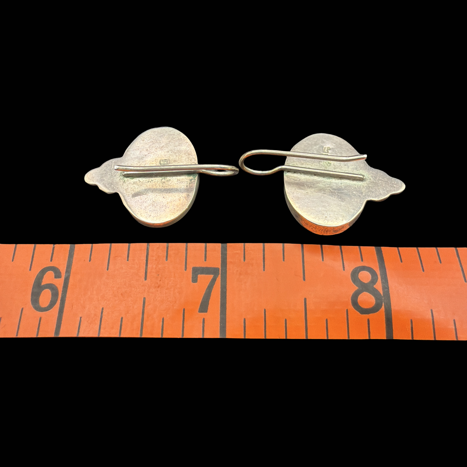 925 MARKED AND TESTED BLACK STONE EARRINGS