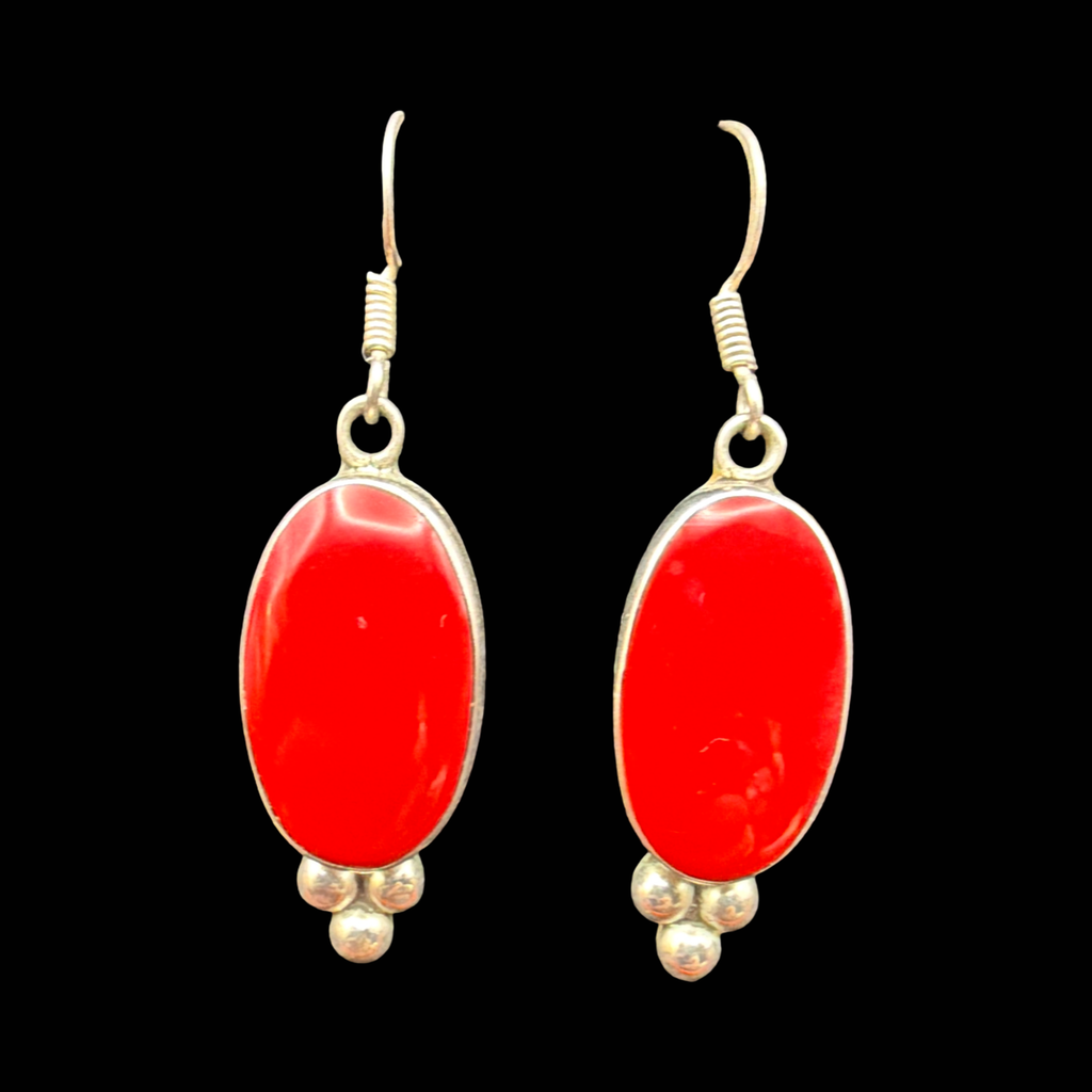 925 RED ENAMEL EARRINGS