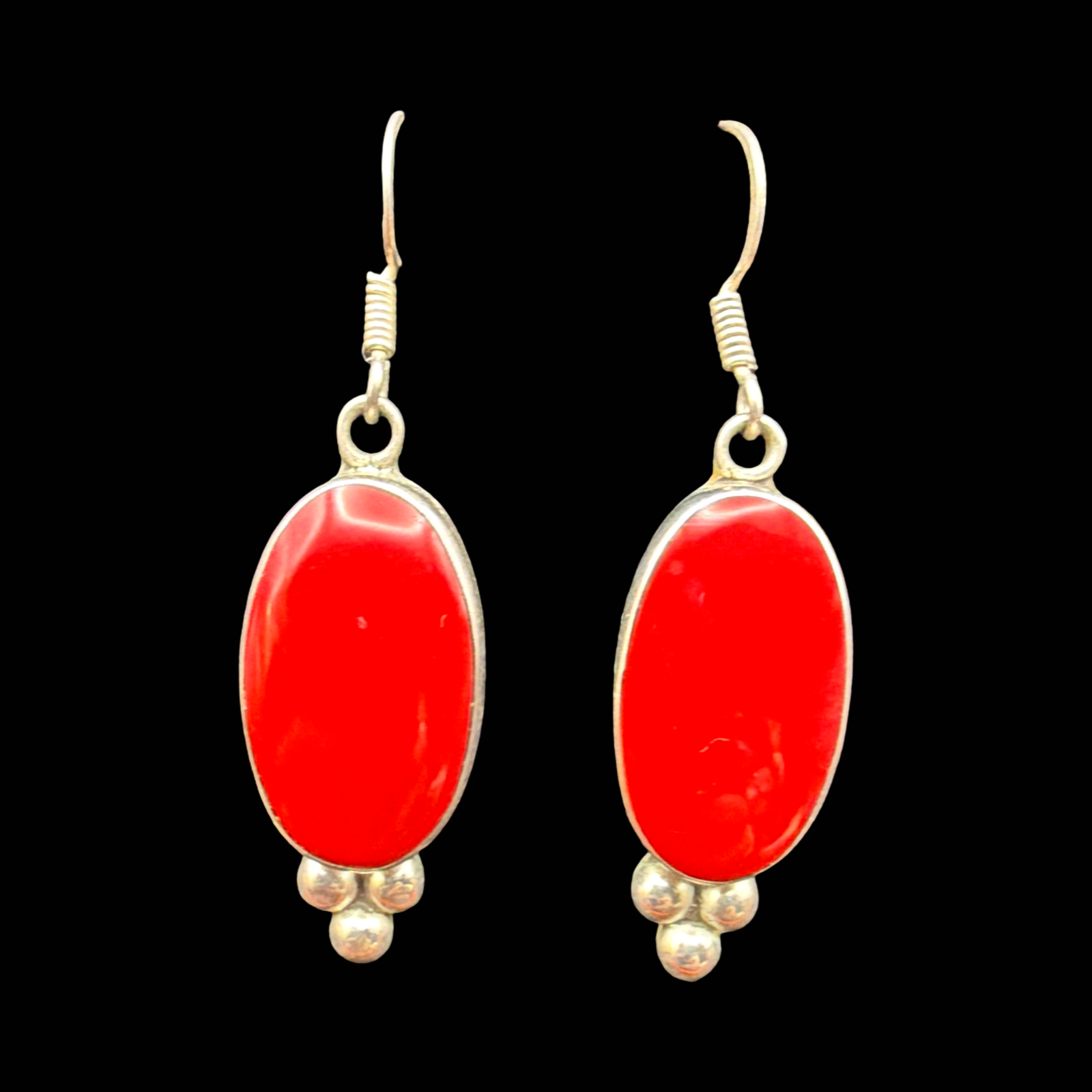 925 RED ENAMEL EARRINGS
