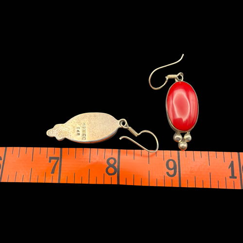925 RED ENAMEL EARRINGS