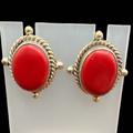 925 STAMPED RED CABOCHON EARRINGS
