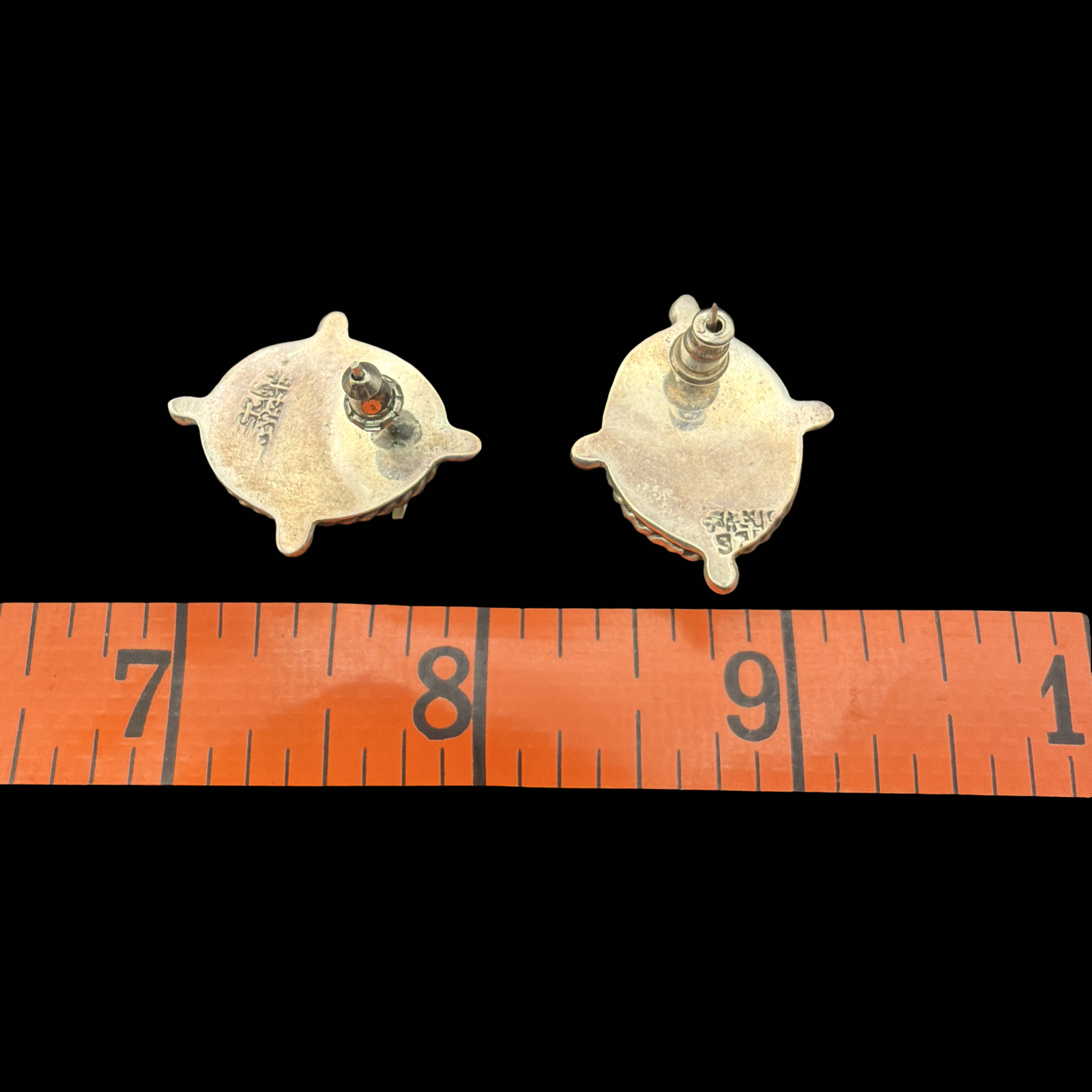 925 STAMPED RED CABOCHON EARRINGS