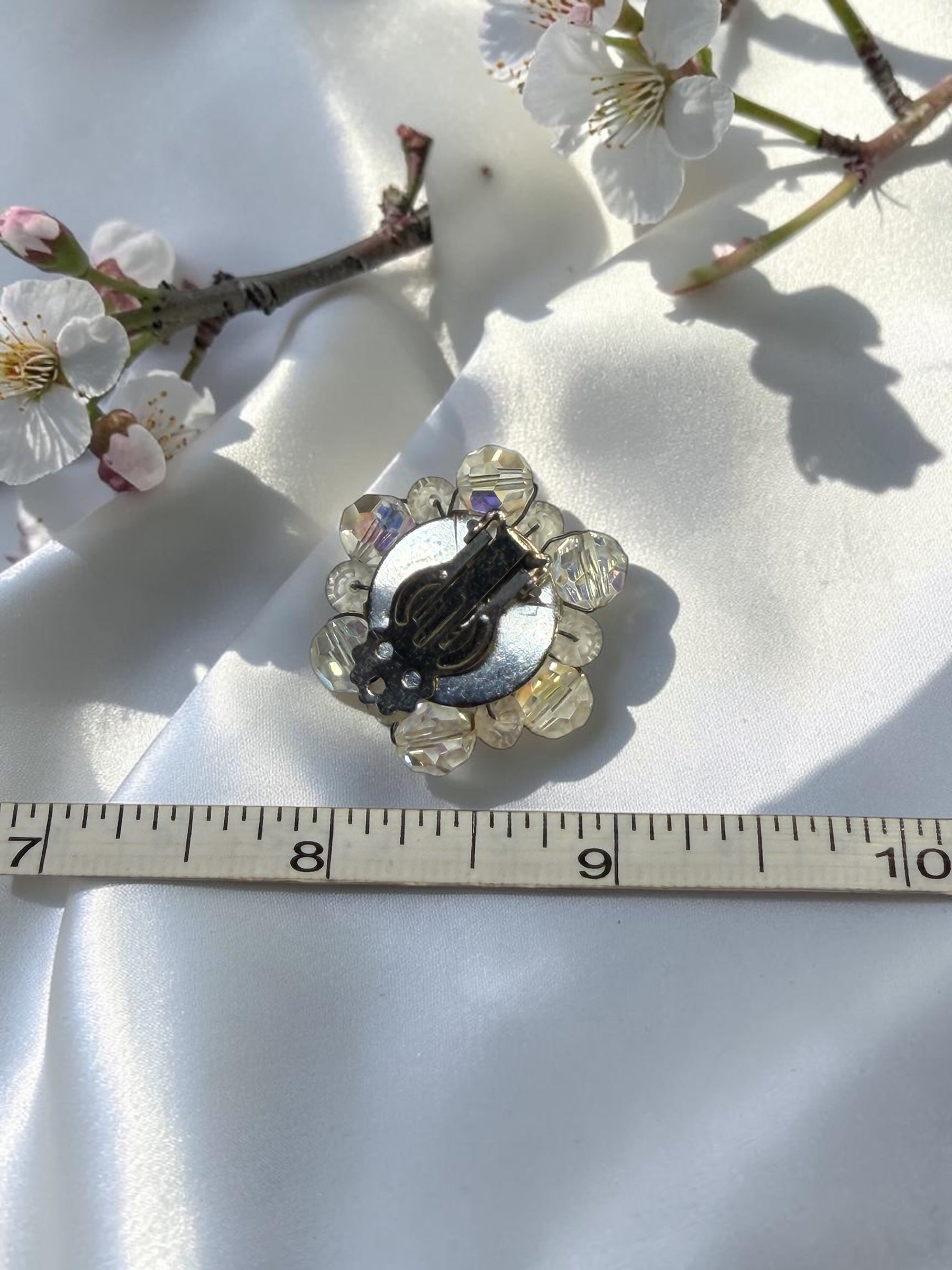 VINTAGE GLASS AB STONE CLUSTER EARRINGS
