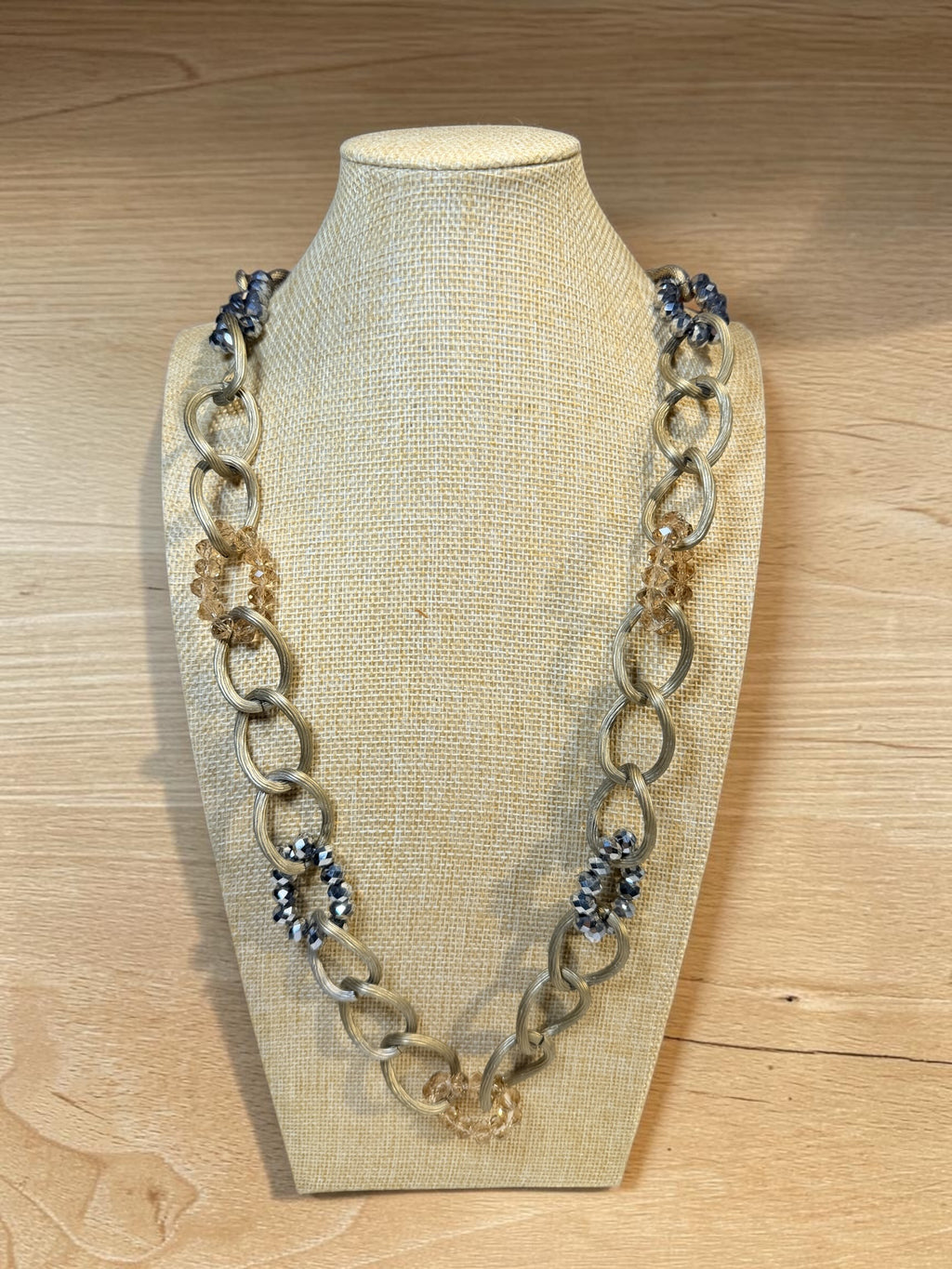 BRONZE TONE GLASS BEAD NECKLACE