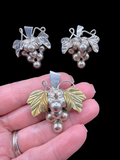 925 GRAPE MATCHING BROOCH AND EARRINGS SET