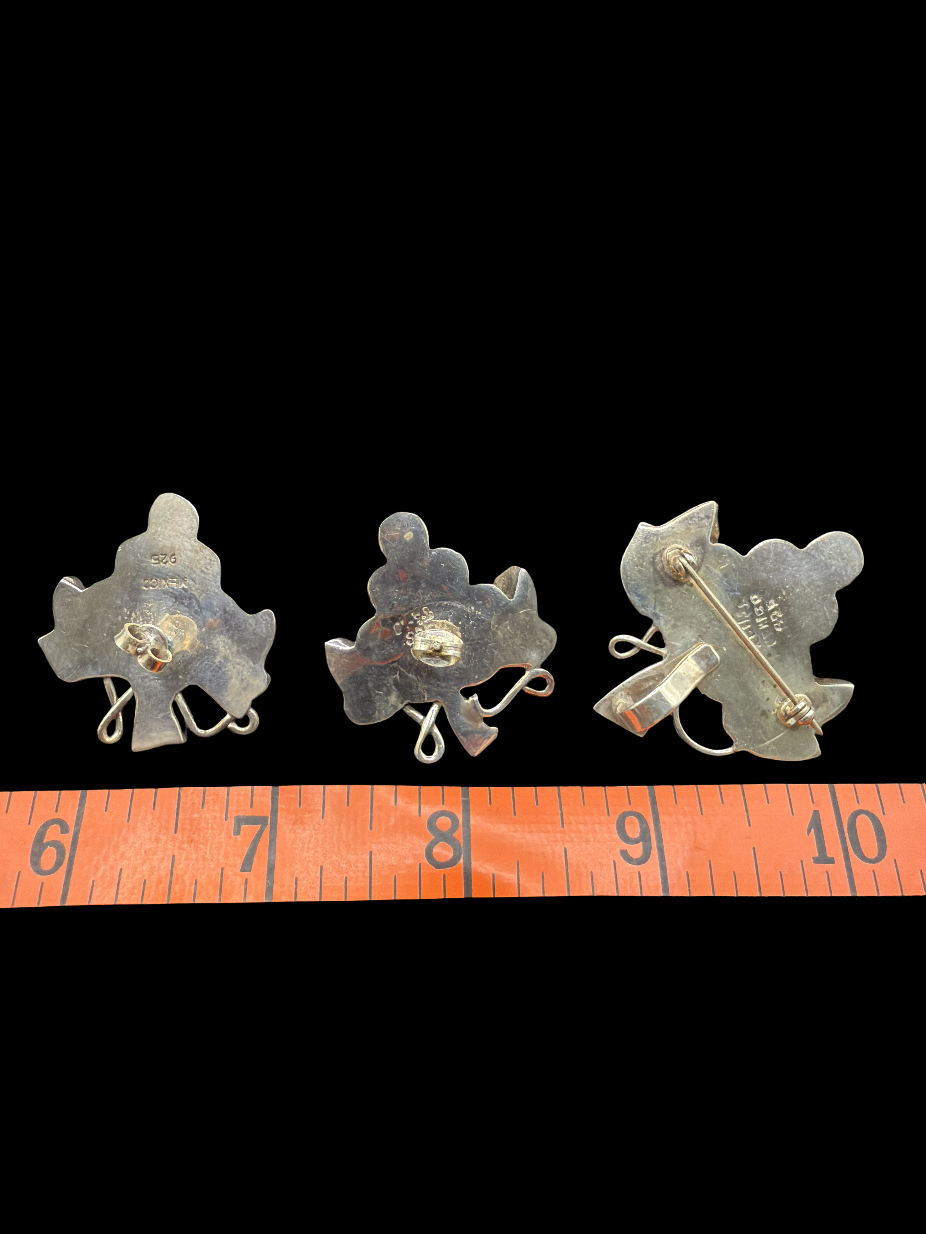 925 GRAPE MATCHING BROOCH AND EARRINGS SET