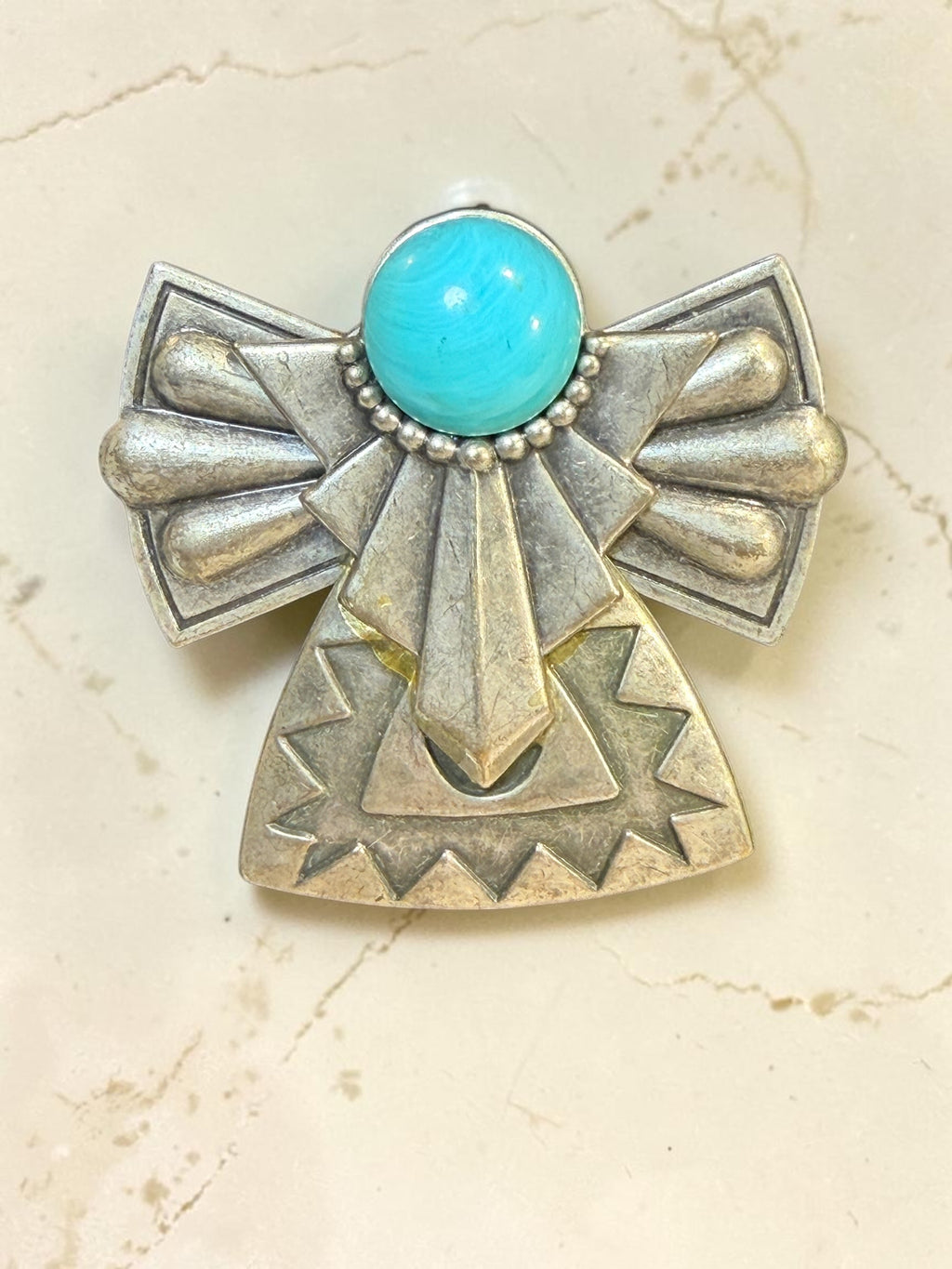 TURQUOISE COLORED ANGEL BROOCH