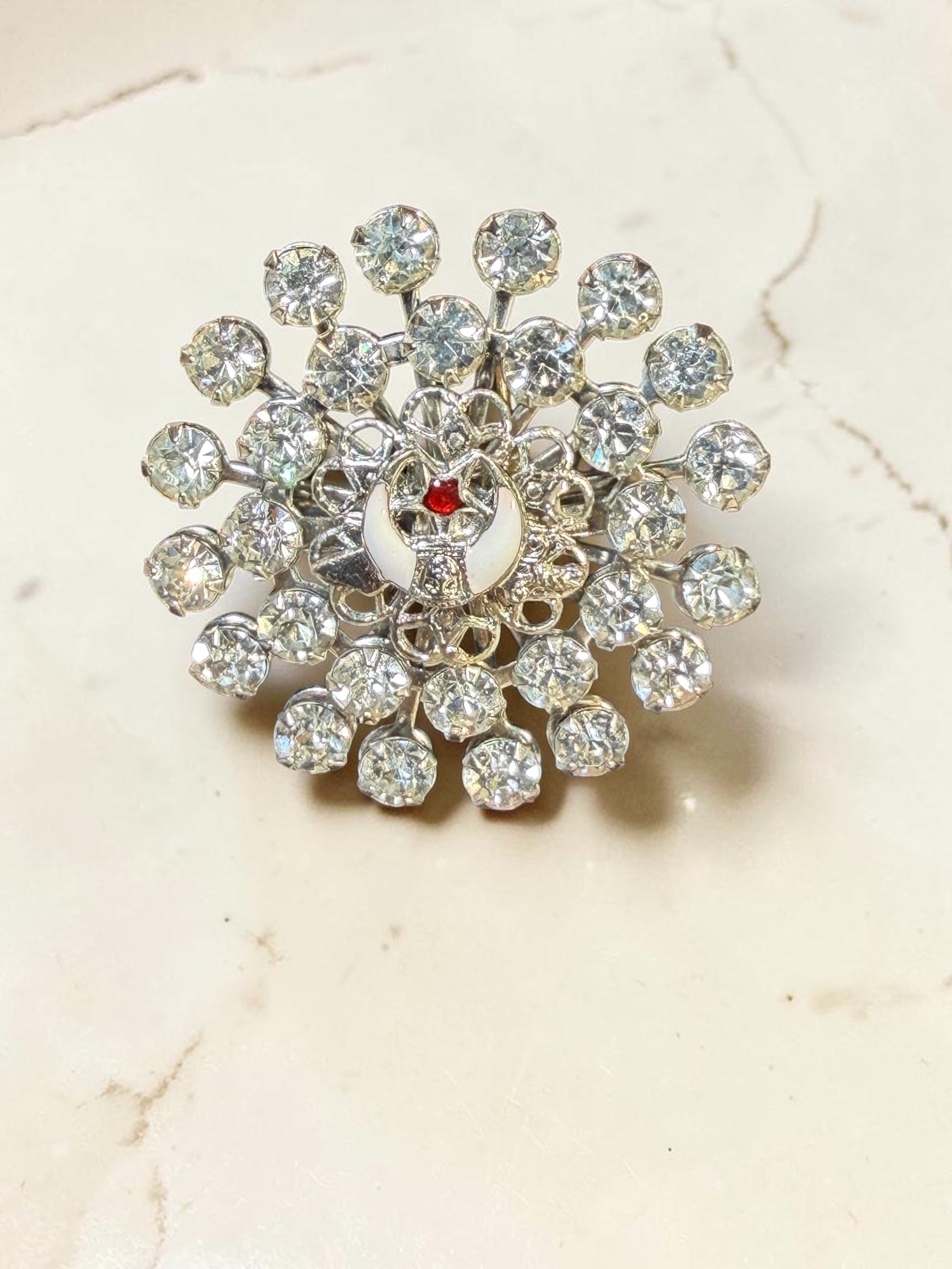VINTAGE RHINESTONE BROOCH WITH POSSIBLE FRATERNAL SYMBOL