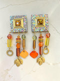 SQUARE EARRINGS WITH FUN DANGLES