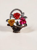 VINTAGE BASKET OF FLOWERS BROOCH