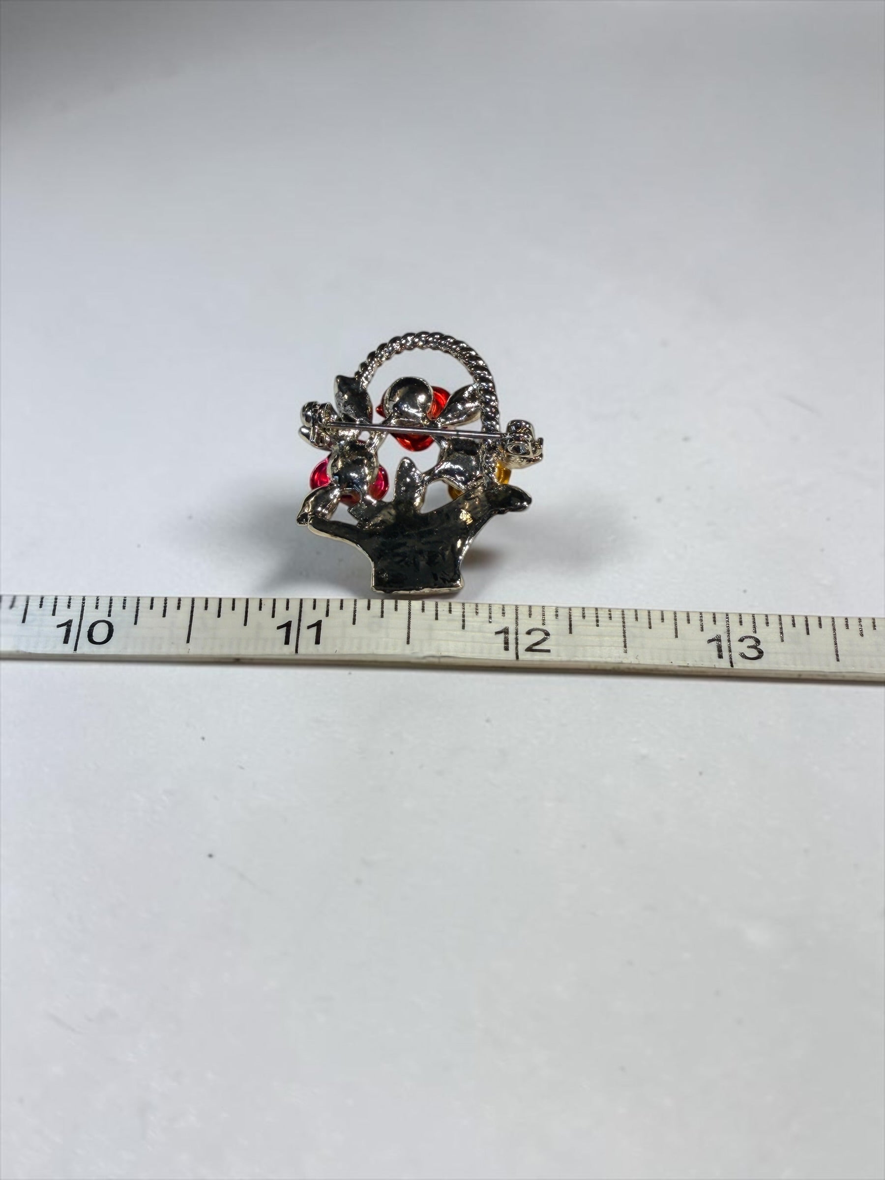 VINTAGE BASKET OF FLOWERS BROOCH