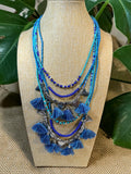 BLUE MULTI STRAND NECKLACE