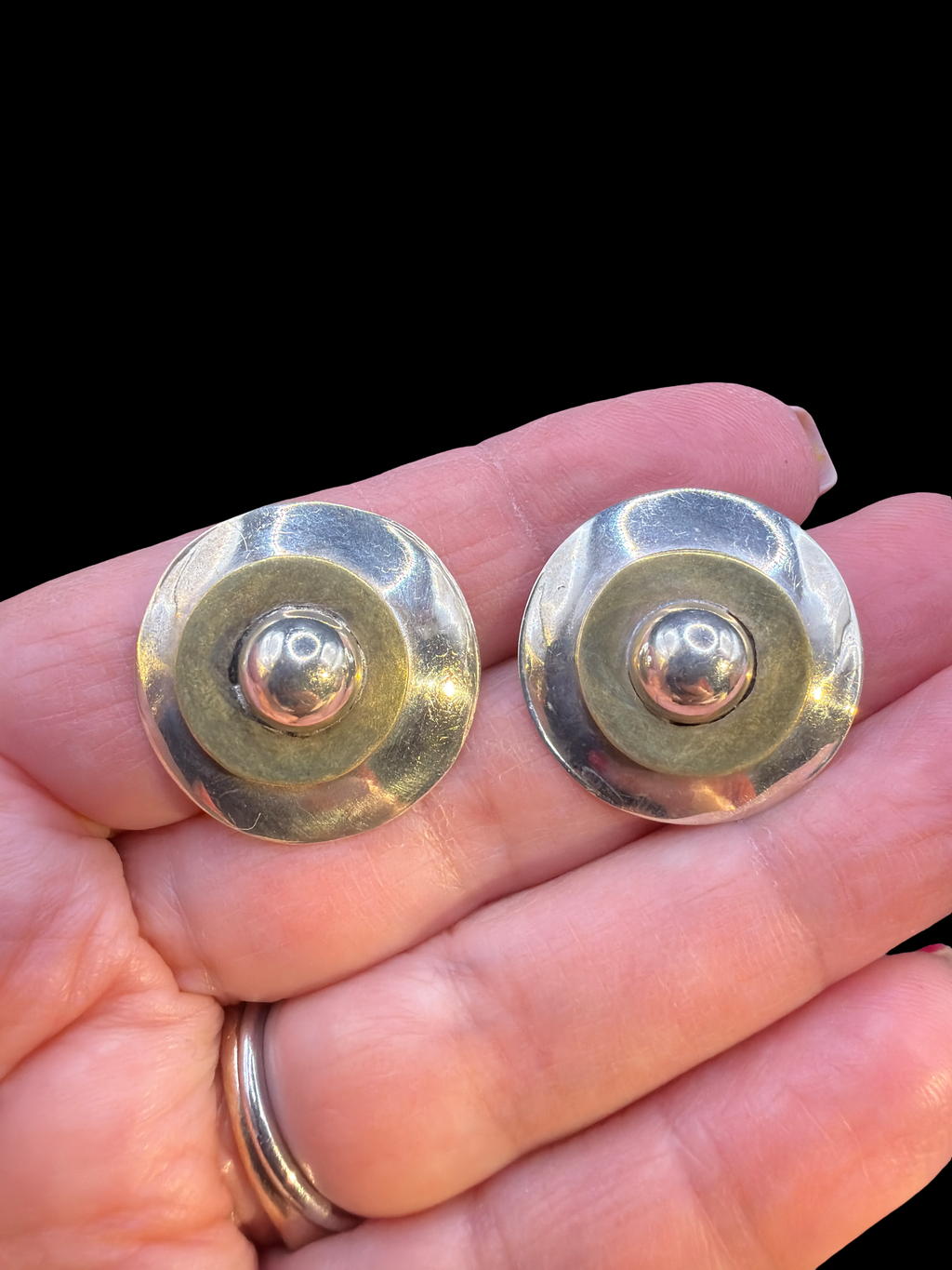 925  SILVER AND BRASS EARRINGS