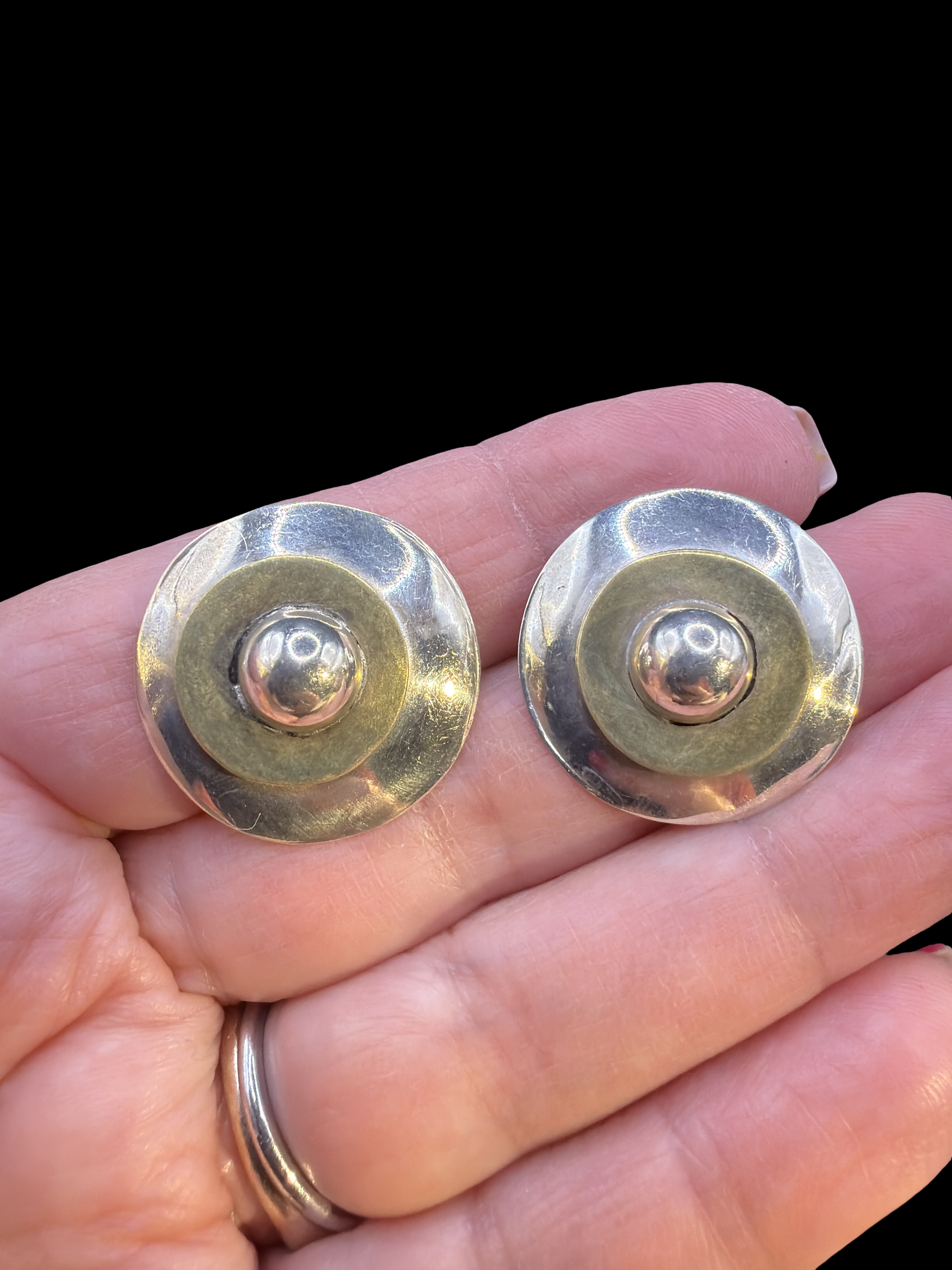 925  SILVER AND BRASS EARRINGS