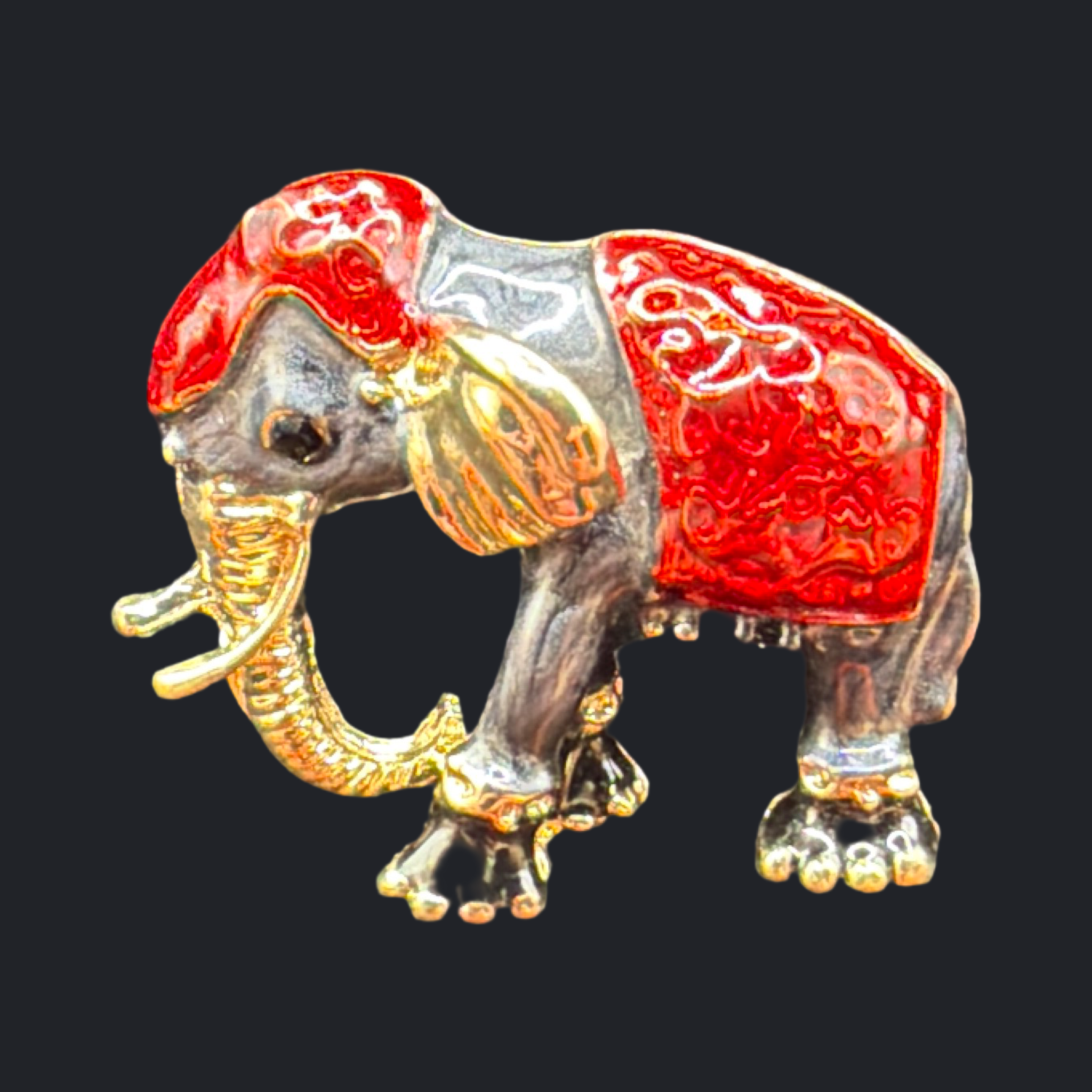 BLACK ELEPHANT BROOCH