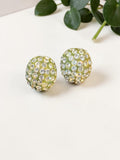 VINTAGE OLIVE COLORED, RHINESTONE EARRINGS