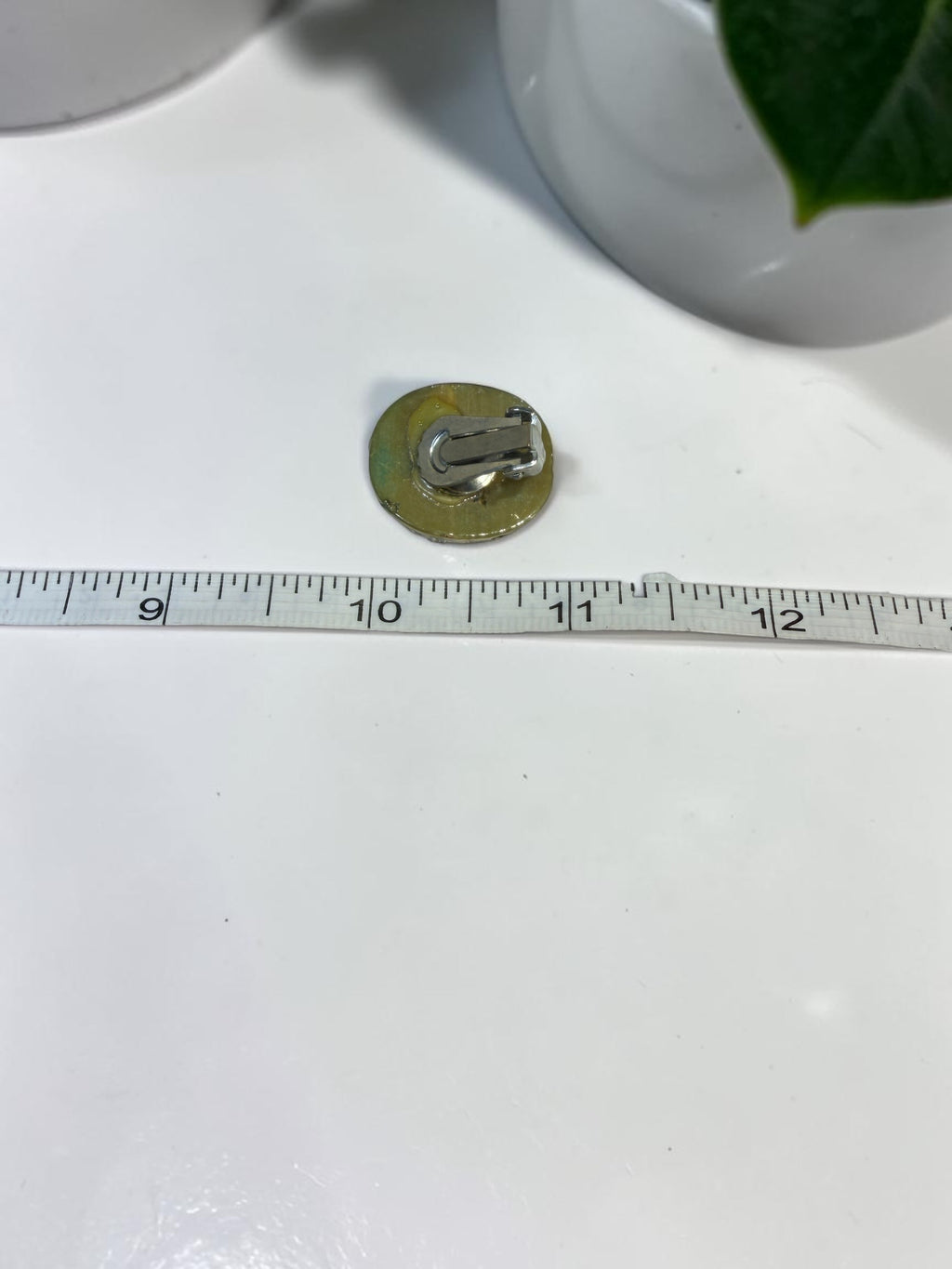 VINTAGE OLIVE COLORED, RHINESTONE EARRINGS