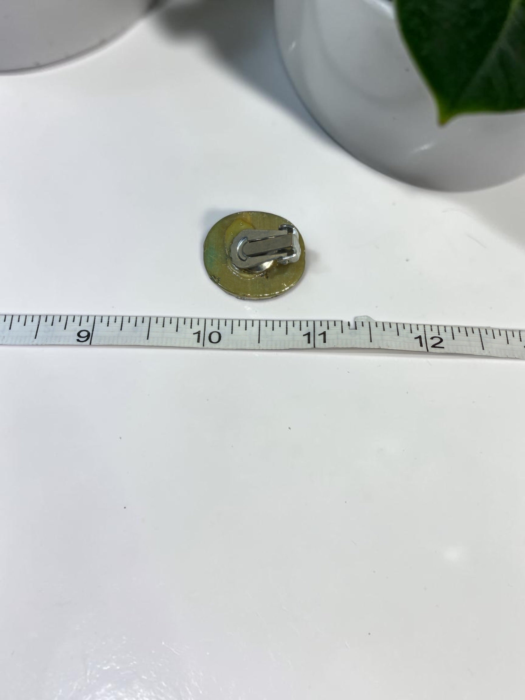 VINTAGE OLIVE COLORED, RHINESTONE EARRINGS
