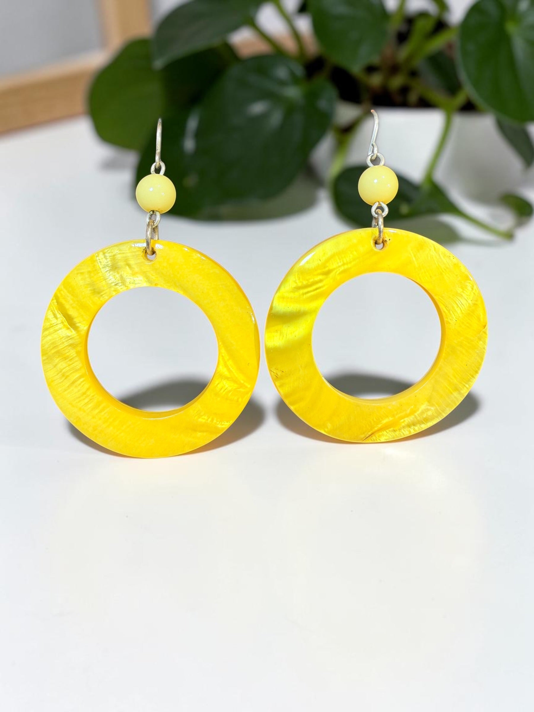 BRIGHT YELLOW SHELL EARRINGS