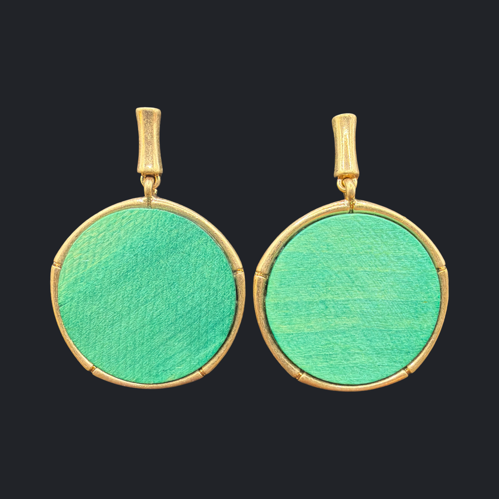 BELK BRAND GOLD TONE AND WOOD EARRINGS