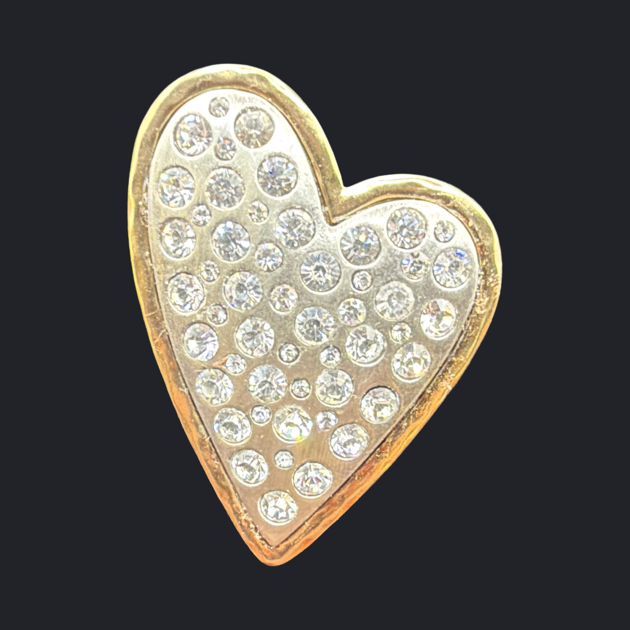 CHICO'S RHINESTONE HEART BROOCH