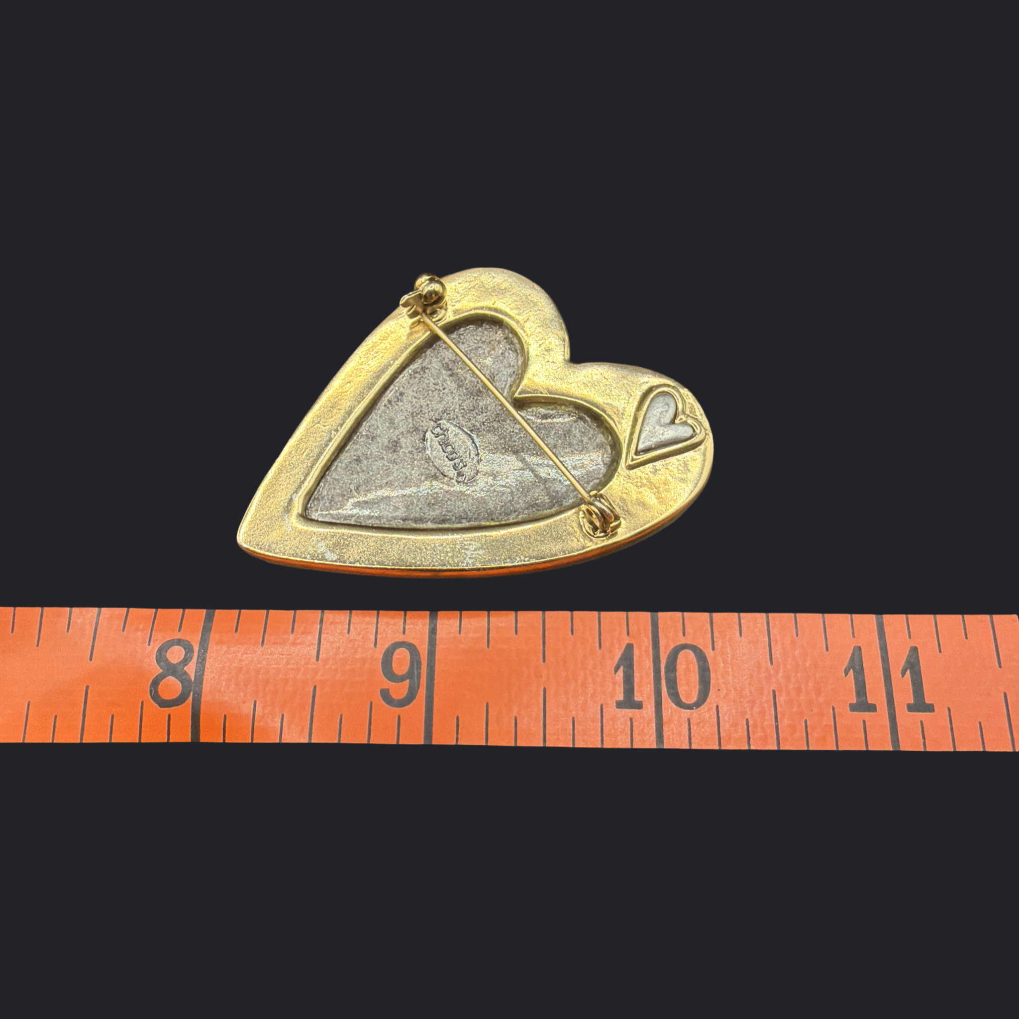 CHICO'S RHINESTONE HEART BROOCH