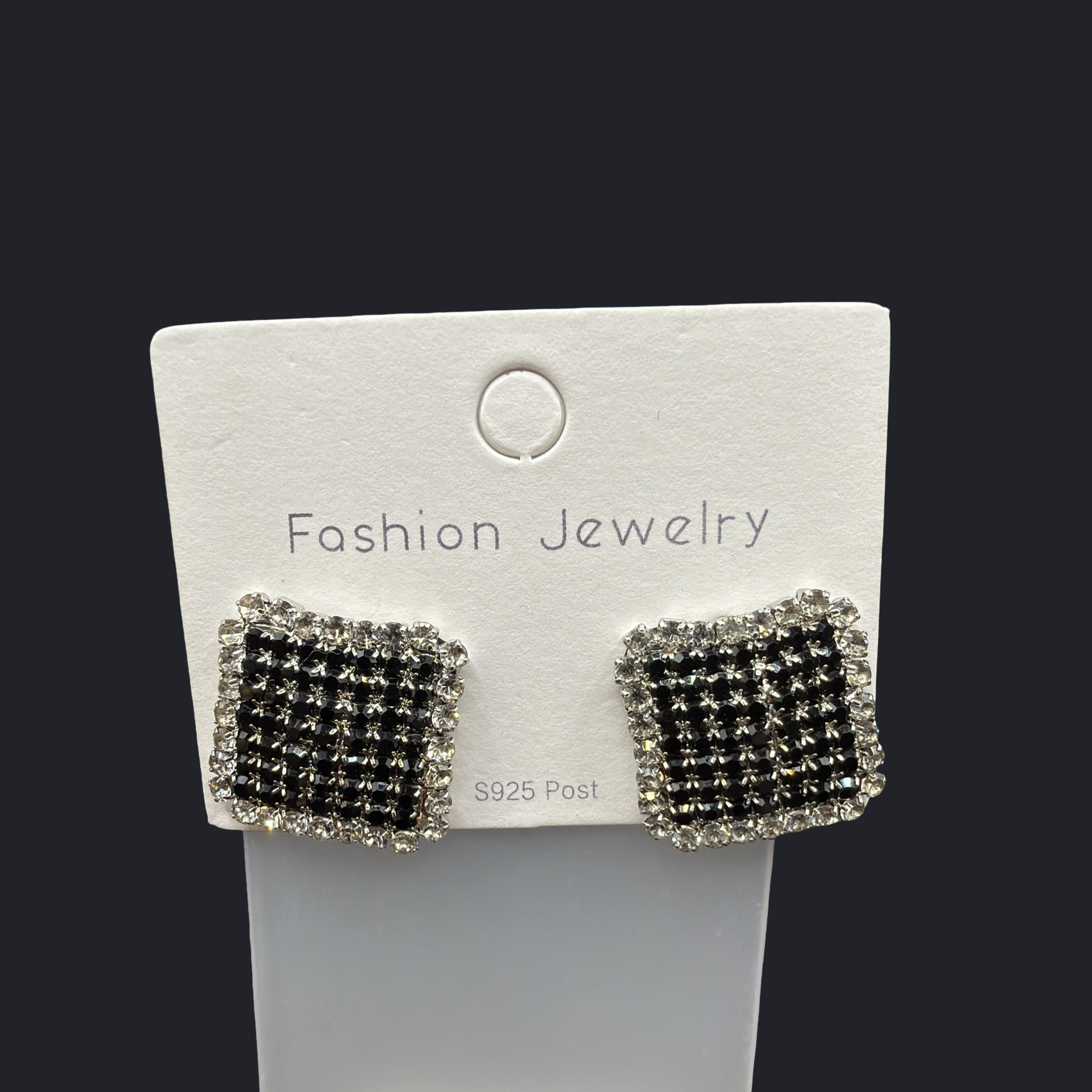 BLACK AND CLEAR RHINESTONE EARRINGS