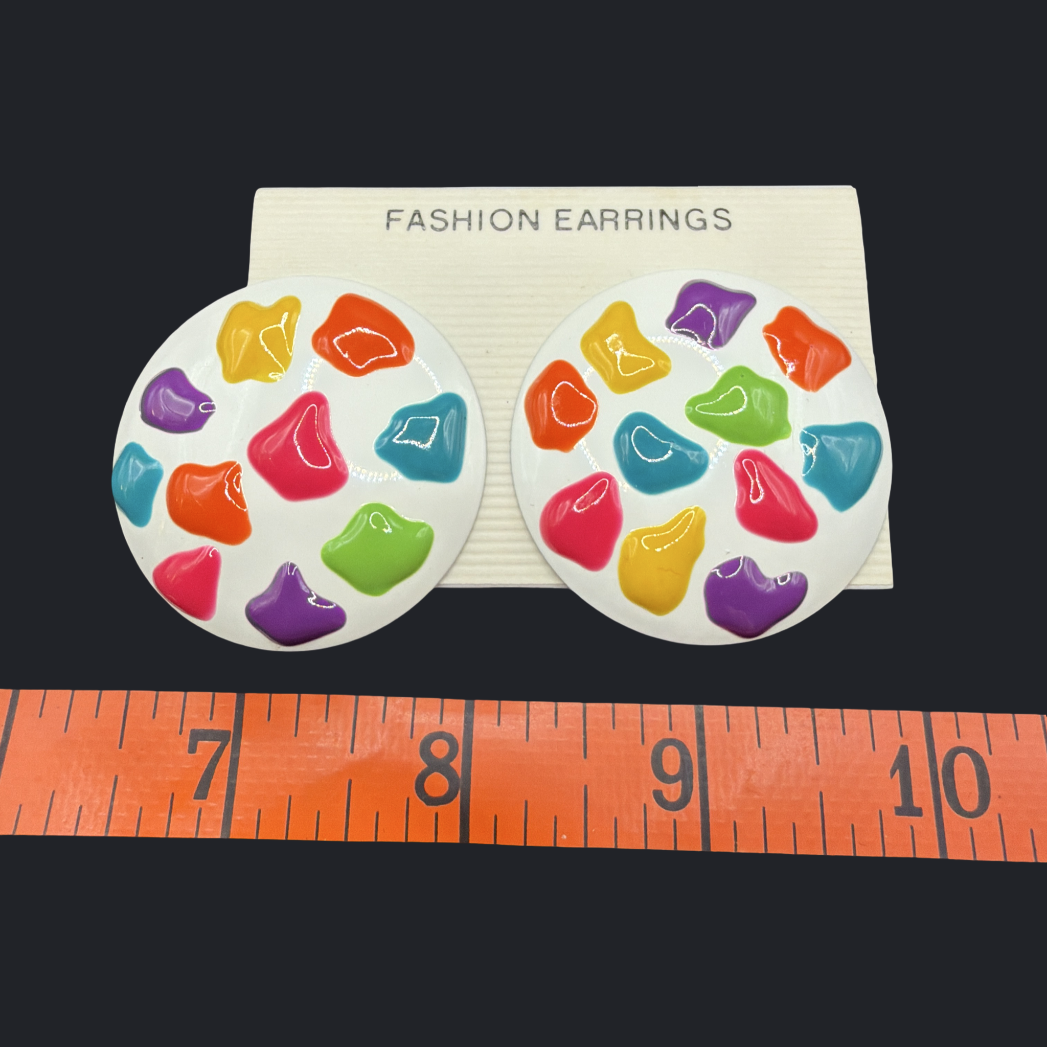 1980'S MULTI COLORED ROUND EARRINGS