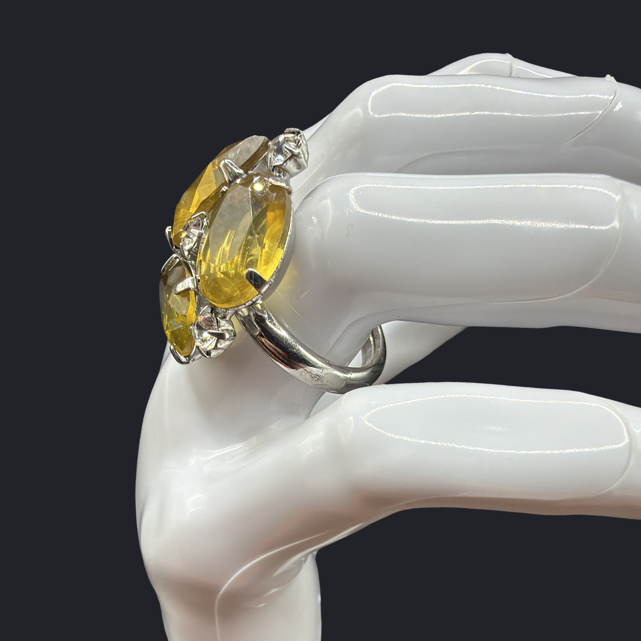 PALE GREEN RHINESTONE RING