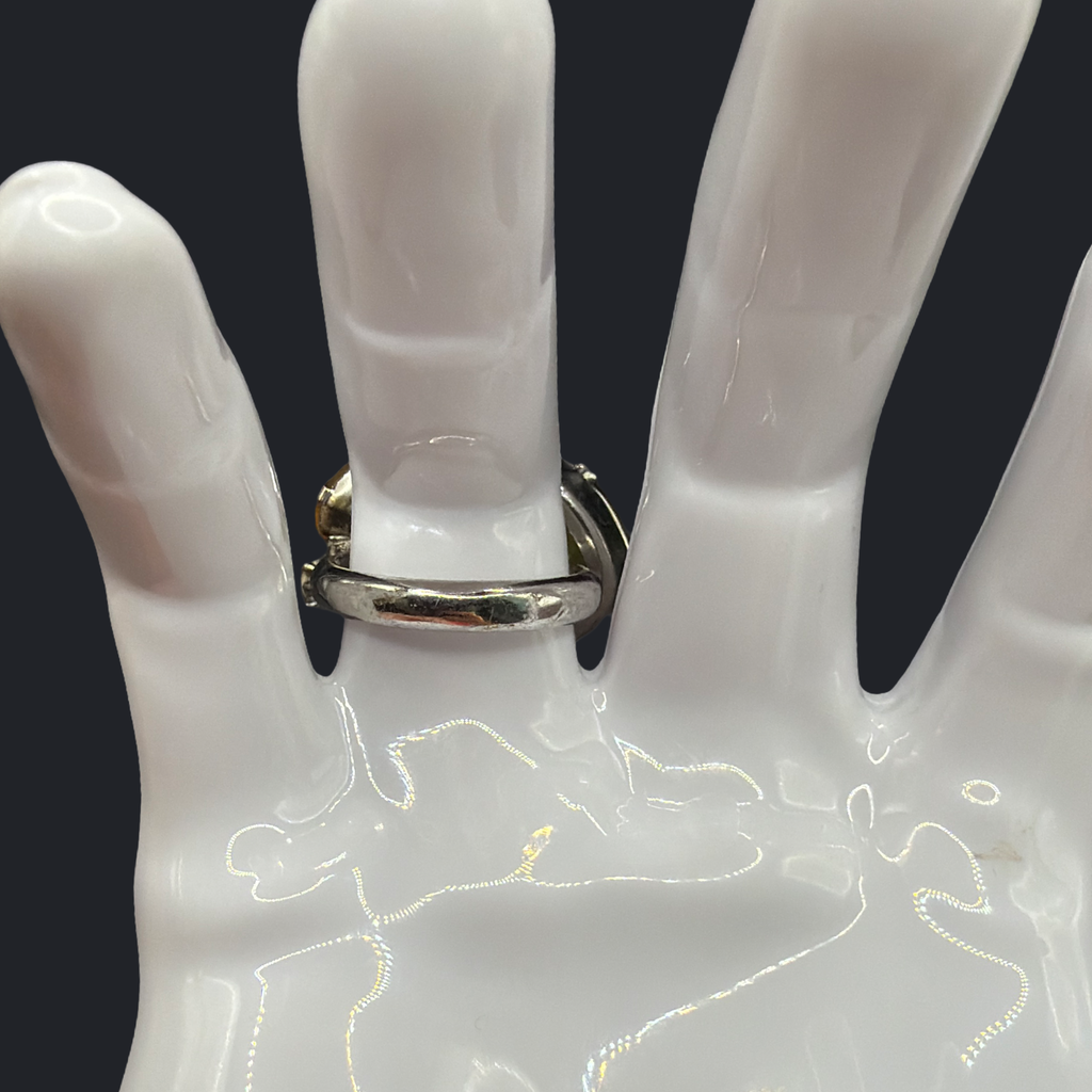 PALE GREEN RHINESTONE RING